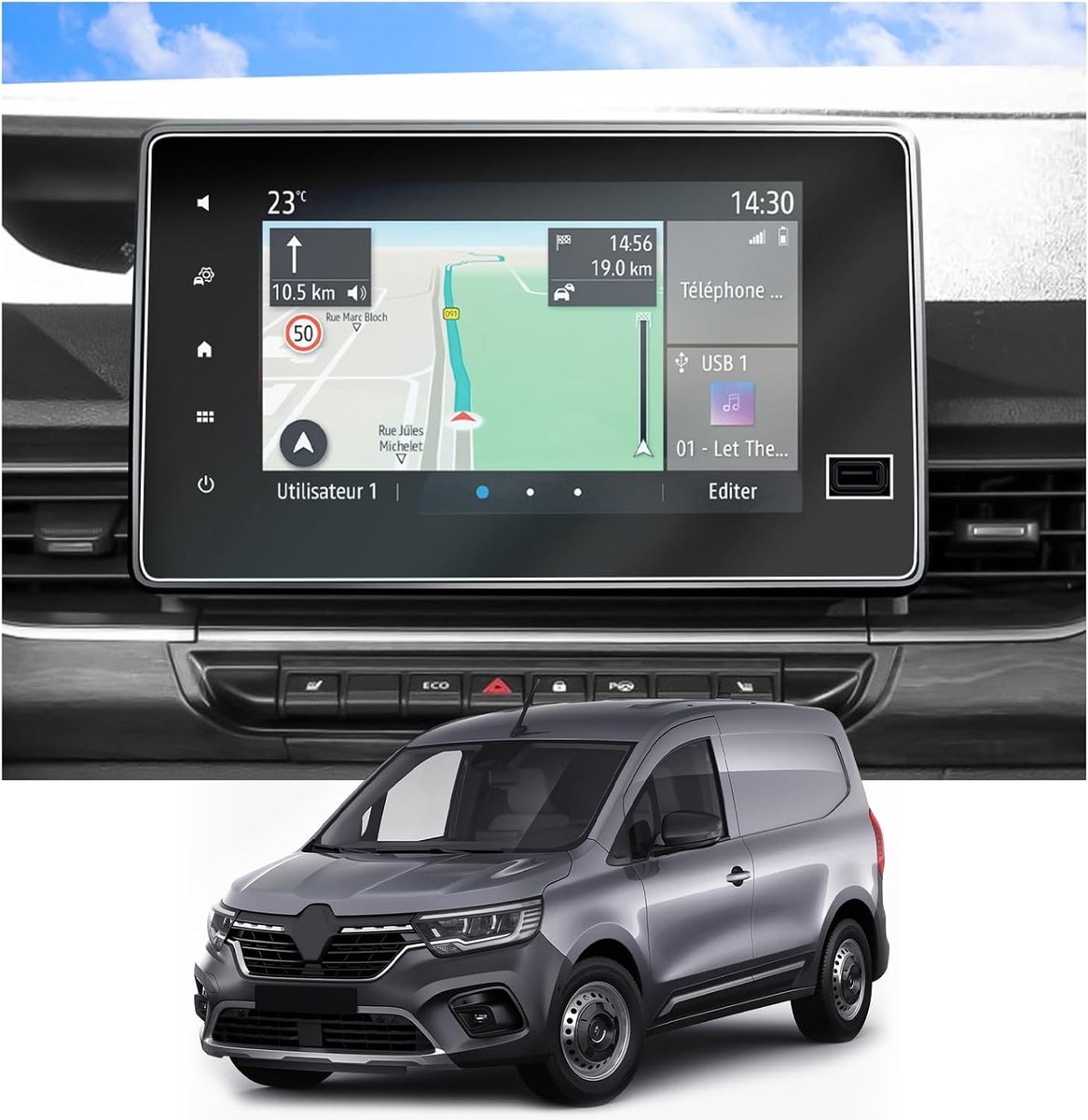 Navigatiescherm Beschermfolie voor Renault Kangoo 3 (2021-2024) - 8 Inch, Krasbestendig, Accessoires Set van 2