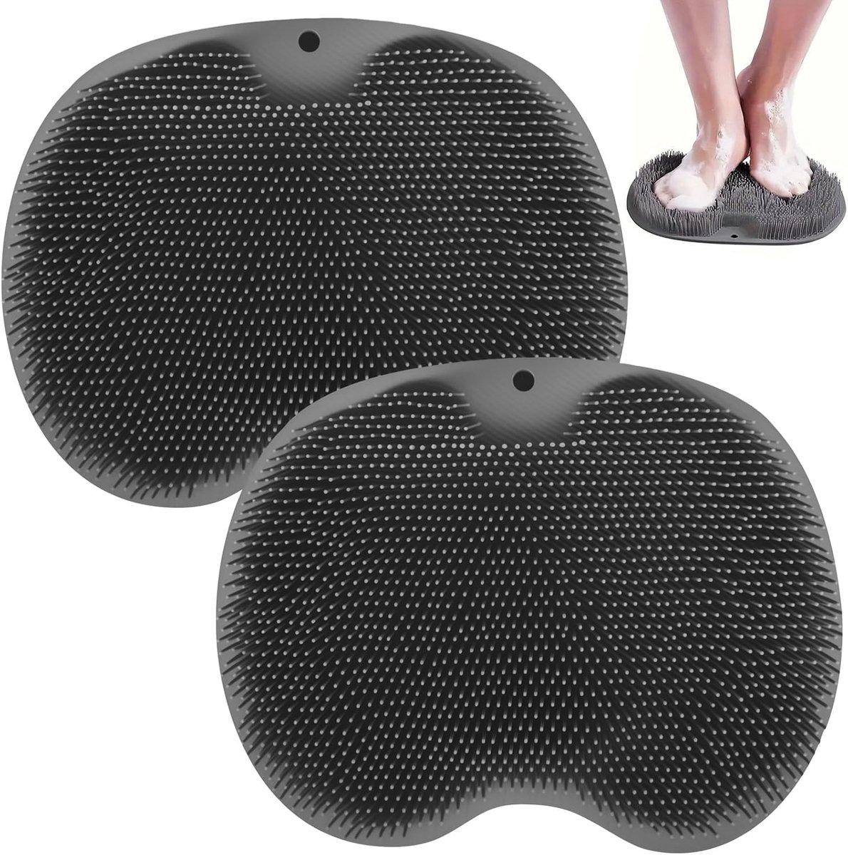 2 Stuks Douche Voet Scrubber Mat, Siliconen Voetmassage Mat met Zuignappen voor Voetverzorging, Peeling en Ontspanning