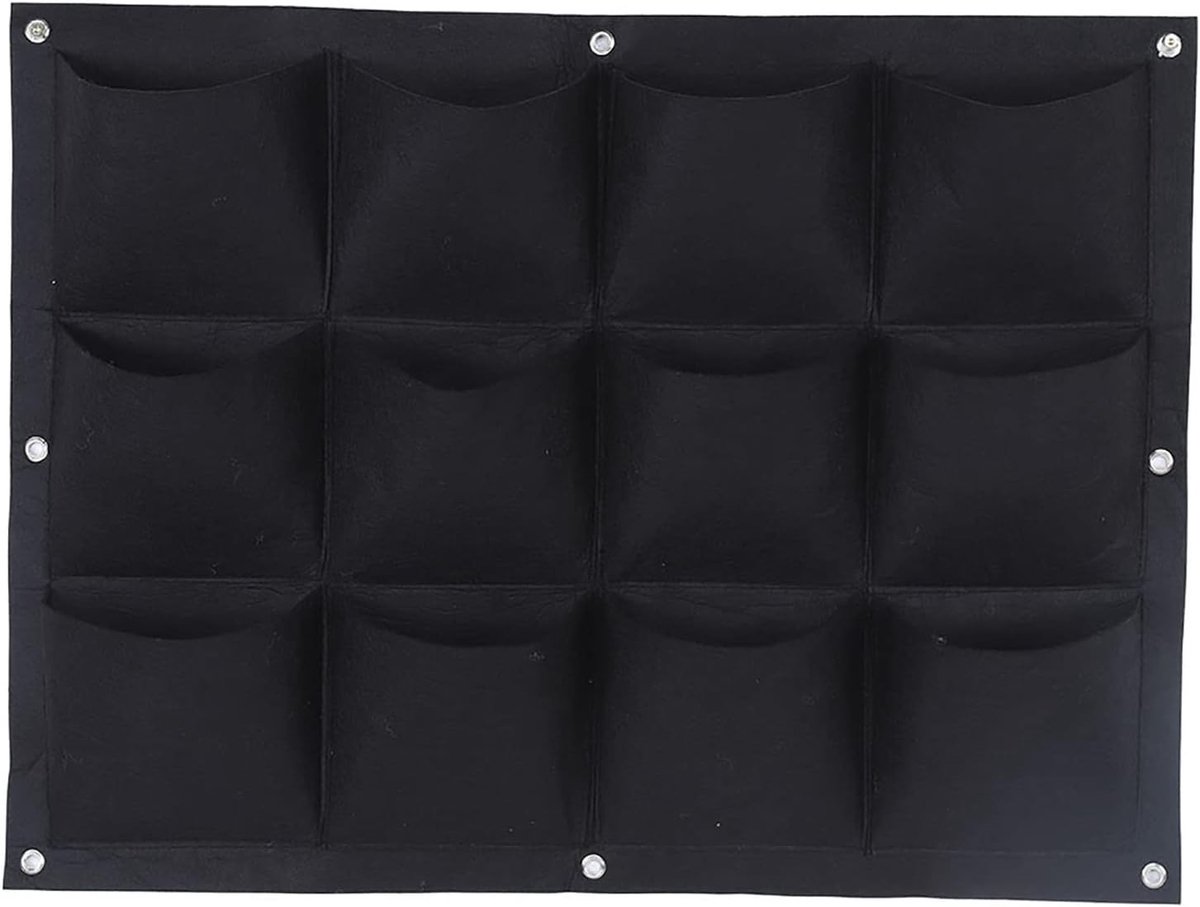 Verticale Hangende Tuin met 12 Pocket Plantenzak voor Binnen en Buiten Decoratie - Zwart, Ideaal voor Groene Planten en Kruidentuin