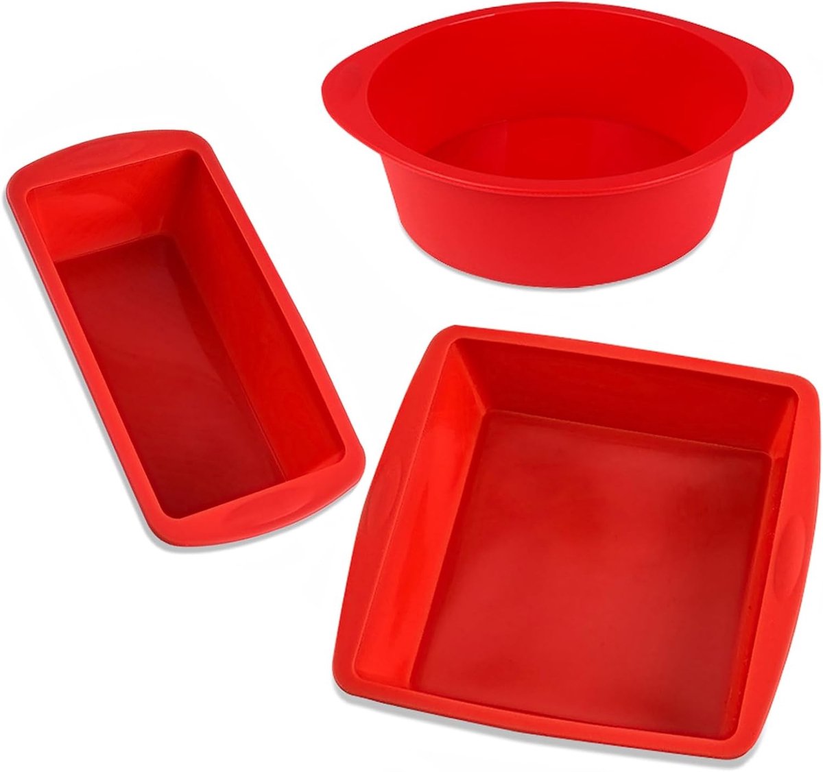 Diverse Silicone Cake Mallen in 3 Vormen, Ideaal voor Taarten, Brood en Brownies, Antiaanbaklaag en Eenvoudig Loslaten