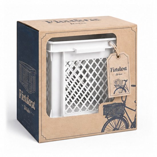 Vintag Fietskrat - 26 Liter - 40 x 30 x 22 cm - Kunststof - Wit — afbeelding 5