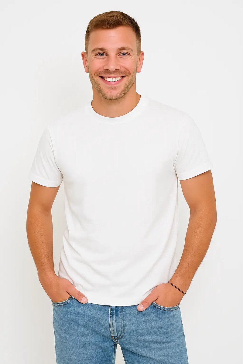 X-Name - Heren T-Shirt - Wit - Ronde Hals - Italianstyle
