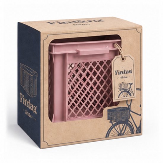 Vintag Fietskrat - 26 Liter - 40 x 30 x 22 cm - Kunststof - Oudroze — afbeelding 3