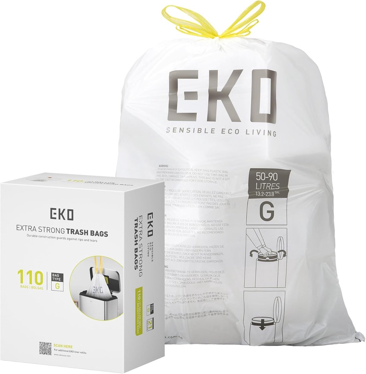 Extra Sterke Vuilniszakken - Transparant - 80 Liter - Heavy-Duty met Trekkoord - Voor Keuken en Huishouden