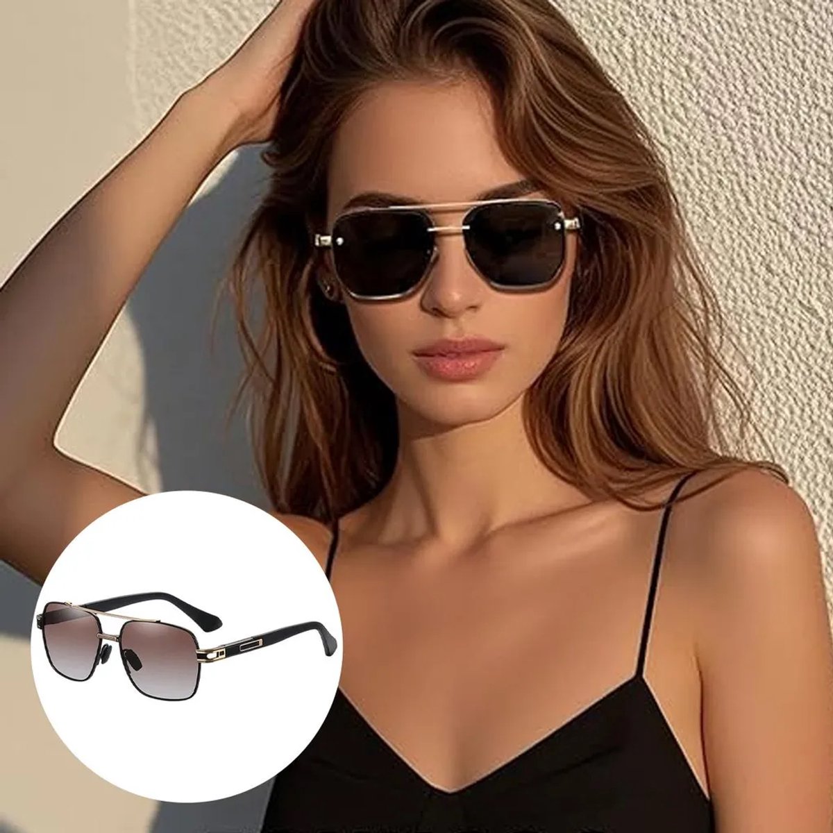Retro metallic gepolariseerde zonnebril, effen kleur, één paar, gepolariseerde lenzen Geschikt voor UV-bescherming, Geschikt voor buitenactiviteiten en een stijlvolle dagelijkse look.