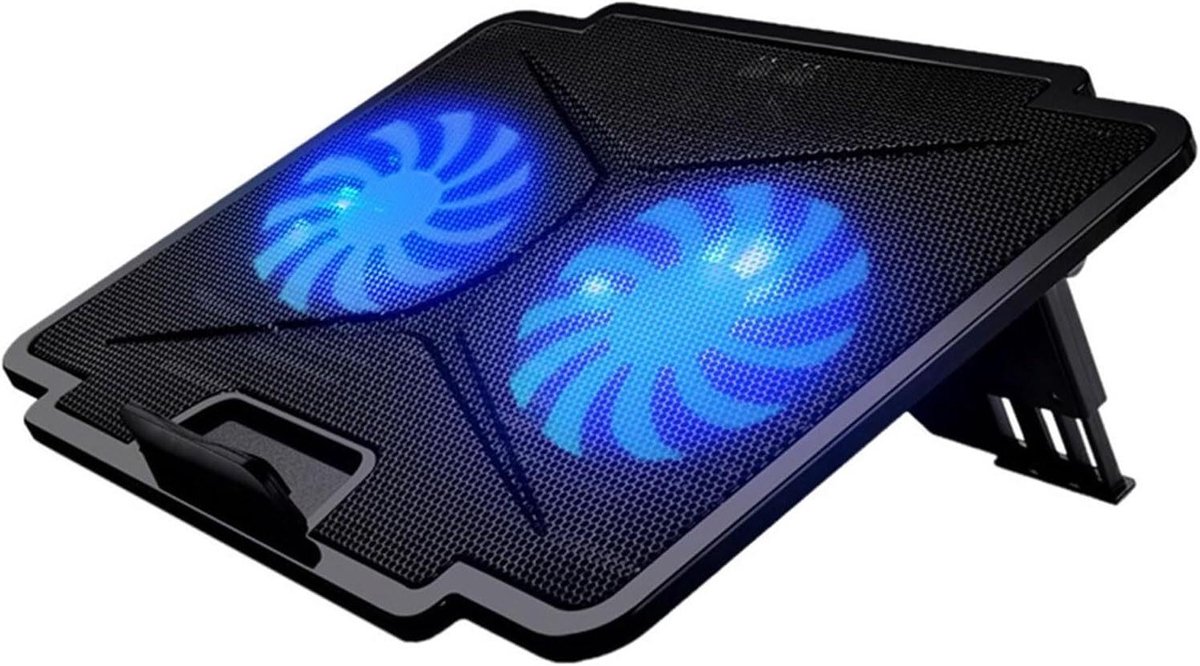 Laptop Koeler - Koelpad Notebook - Efficiënte Warmteafvoer - Stille Ventilator LED - 2 USB Poorten - Zwart