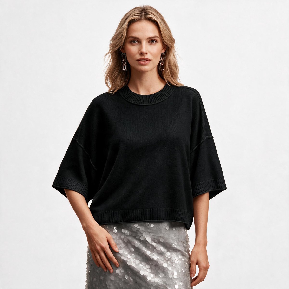 Imily Bela Dames Oversized Croptop met Korte Mouwen