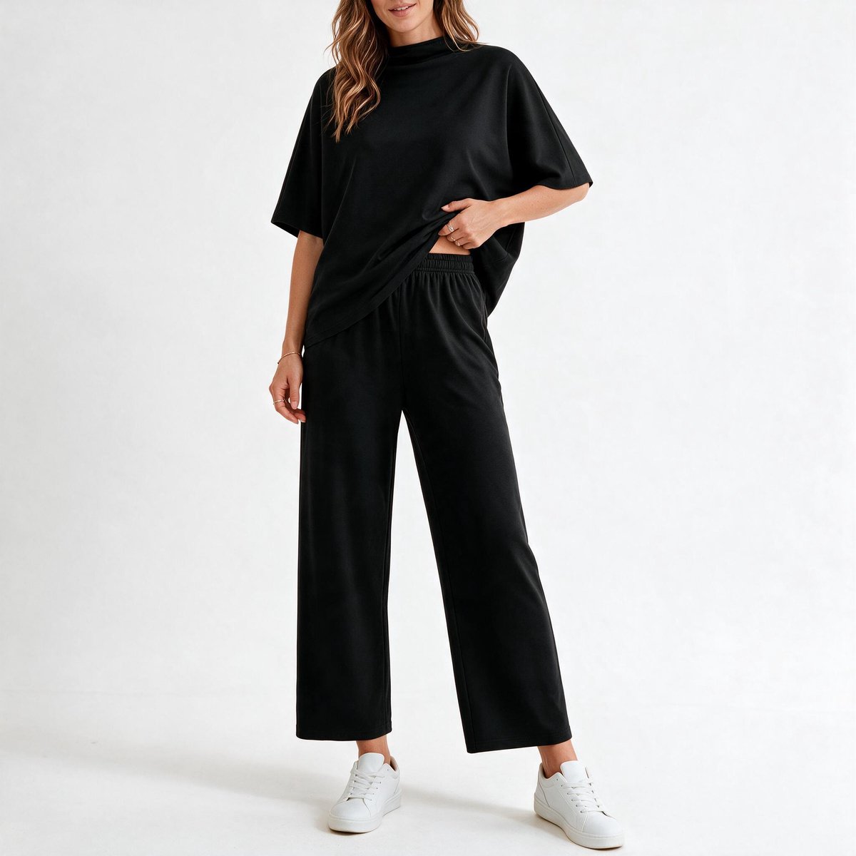 Imily Bela Dames Tweedelige Lounge Set met T-shirt en Wijde Broek
