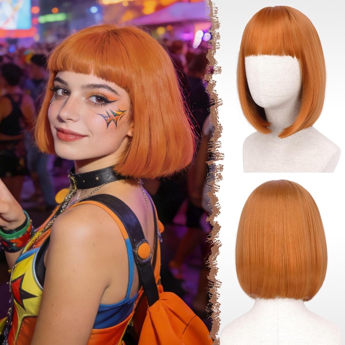 Korte Bob Peruk met Bangs in Maroon, 30cm Synthetisch Haar voor Dags gebruik, Feest, Cosplay en Carnaval