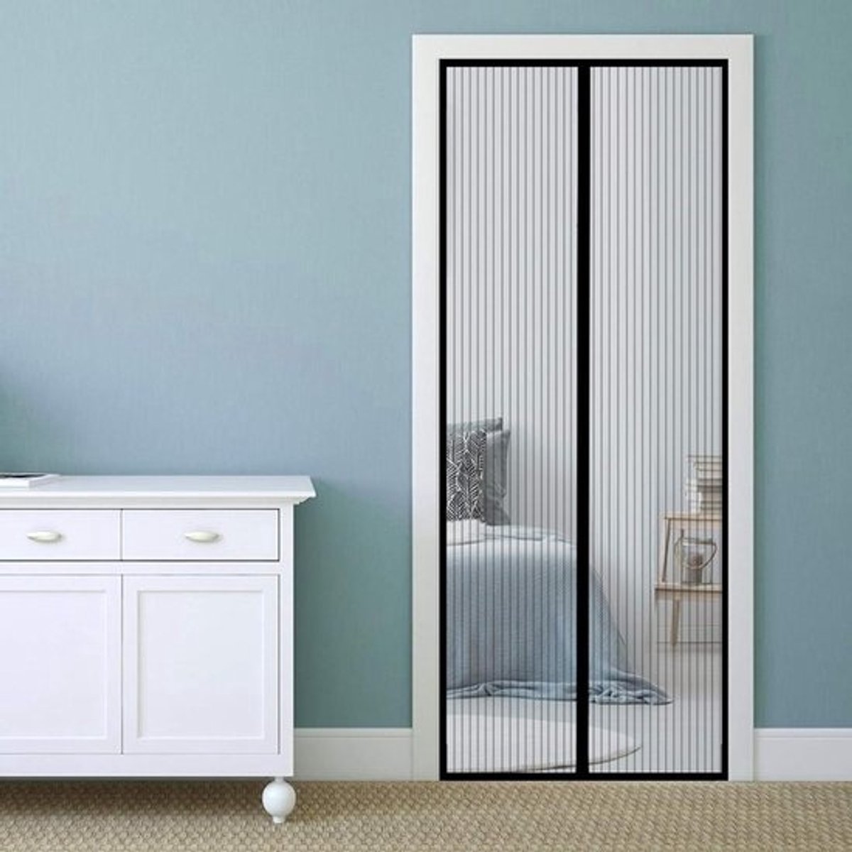 Magnetische hordeur - Vliegengordijn hor - Insecten buiten houden - Automatische sluiting - 100x230cm - Zwart