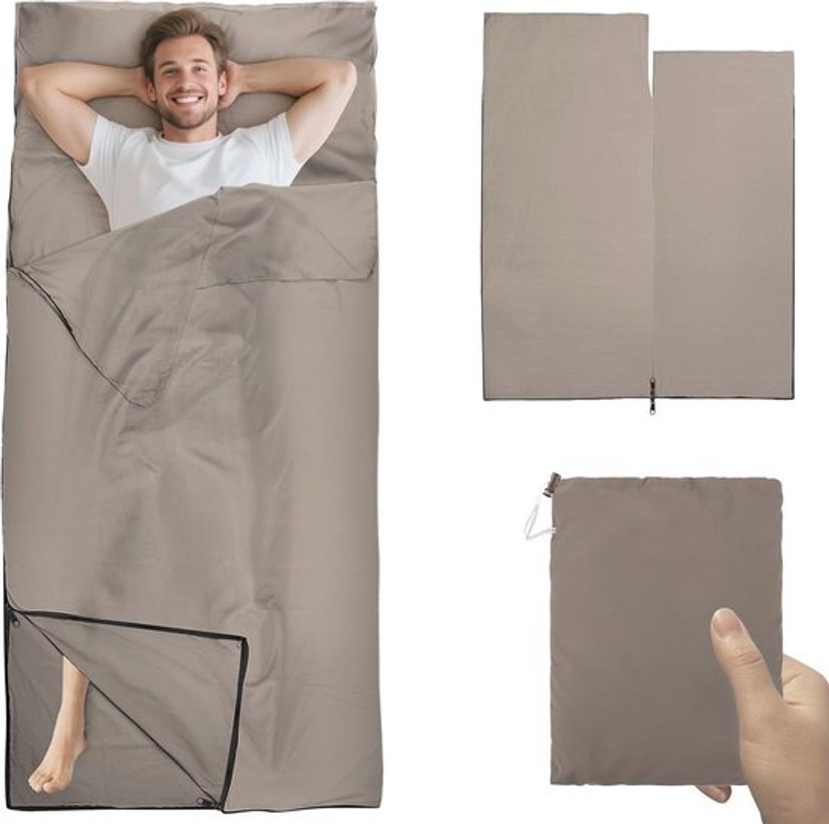 Lichte Zomer Slaapzak 220 x 90 cm Met Tweewegs Rits - Ideaal Voor Kamperen En Reizen