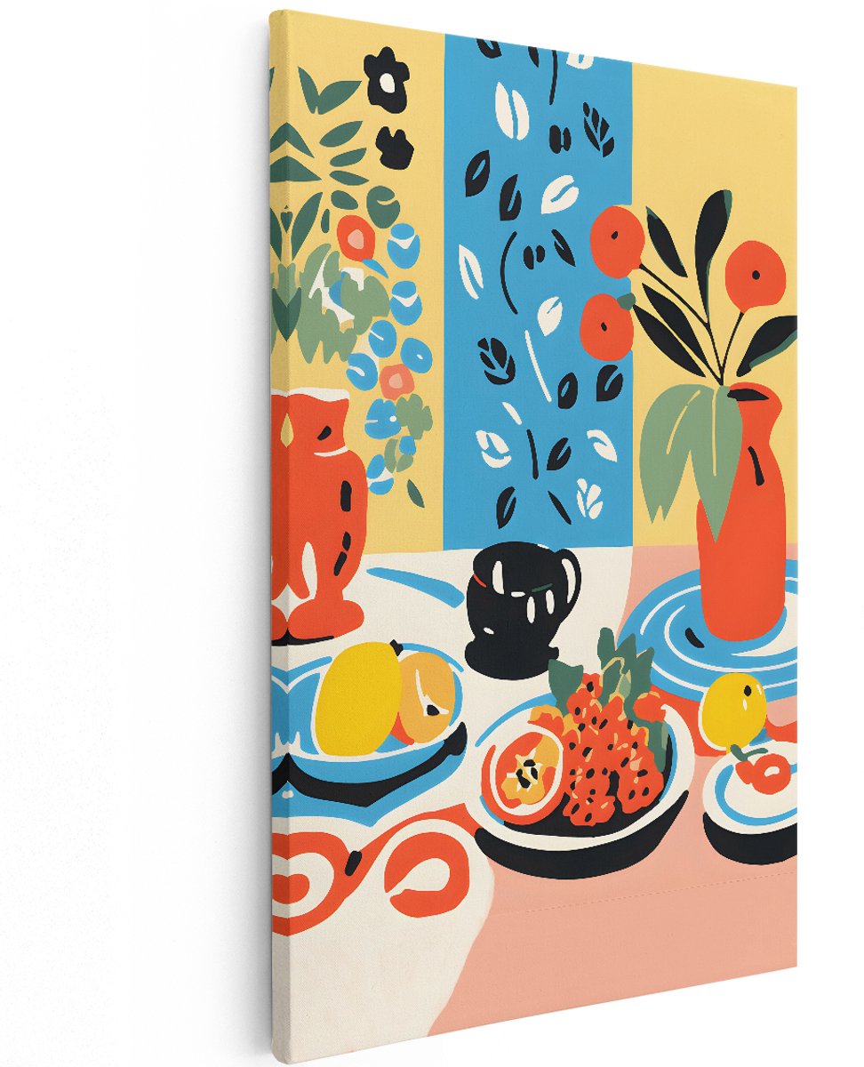 Artaza Canvas Schilderij Eten op Tafel - Abstract - 120x180 cm - Groot - Foto Op Canvas - Wanddecoratie Woonkamer