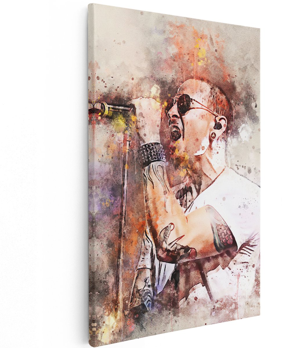 Artaza Canvas Schilderij Chester Bennington op Olieverf - 120x180 cm - Groot - Muurdecoratie - Canvas Print