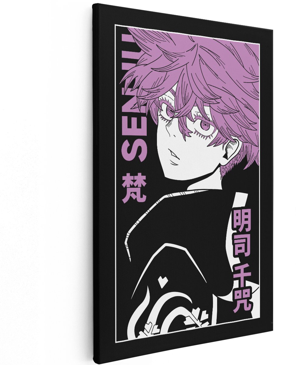 Artaza Canvas Schilderij Anime Senju - 120x180 cm - Groot - Wanddecoratie Jujutsu Kaisen - Muurdecoratie Slaapkamer Jongen - Decoratie Paars