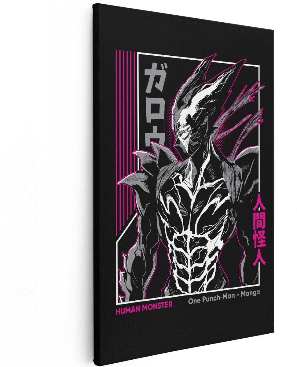 Artaza Canvas Schilderij Garou - 120x180 cm - Groot - Wanddecoratie One Punch Man - Muurdecoratie Anime - Schilderijen Op Canvas Manga - Roze