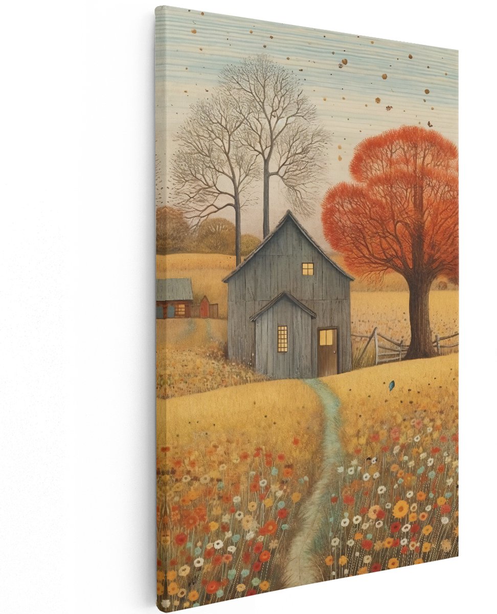 Artaza Canvas Schilderij Vintage Schuurhuis - 120x180 cm - Groot - Foto Op Canvas - Wanddecoratie Woonkamer
