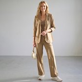 Je m'appelle Travelstof Dames Broek Straight fit Met stretch - Bruin - Maat XXL