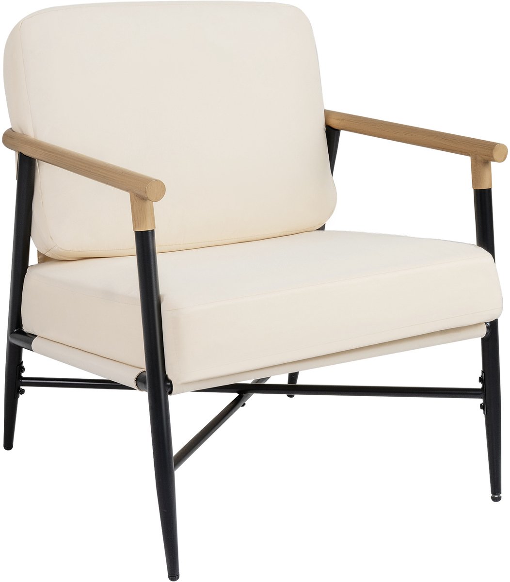 SureDeal® - Tuinstoel - Moderne Lounge Stoel - Afneembare Kussens - Rits - Metalen - 73x67x66 cm - Beige