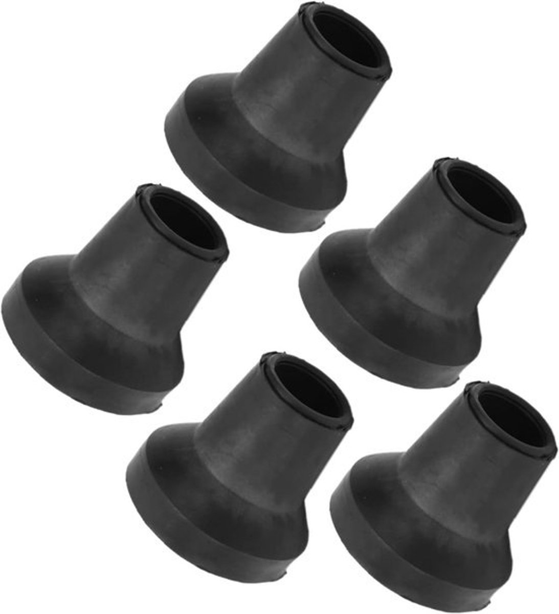 Set van 5 Vervangende Voetdoppen voor Wandelstokken – Antislip Rubberen Tip 14 mm – Geschikt voor Stokken en Loopkrukken