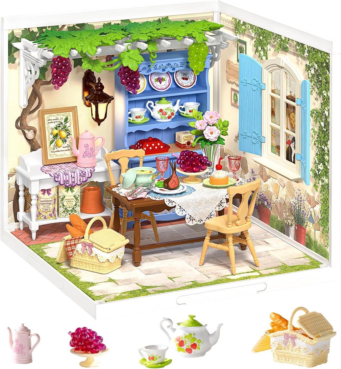 Miniatuur Huis Kit - Doe-het-zelf Model - Creatief Hobbyen - Lijmvrije Montage - 1:24 Schaal - Meerdere Kleuren