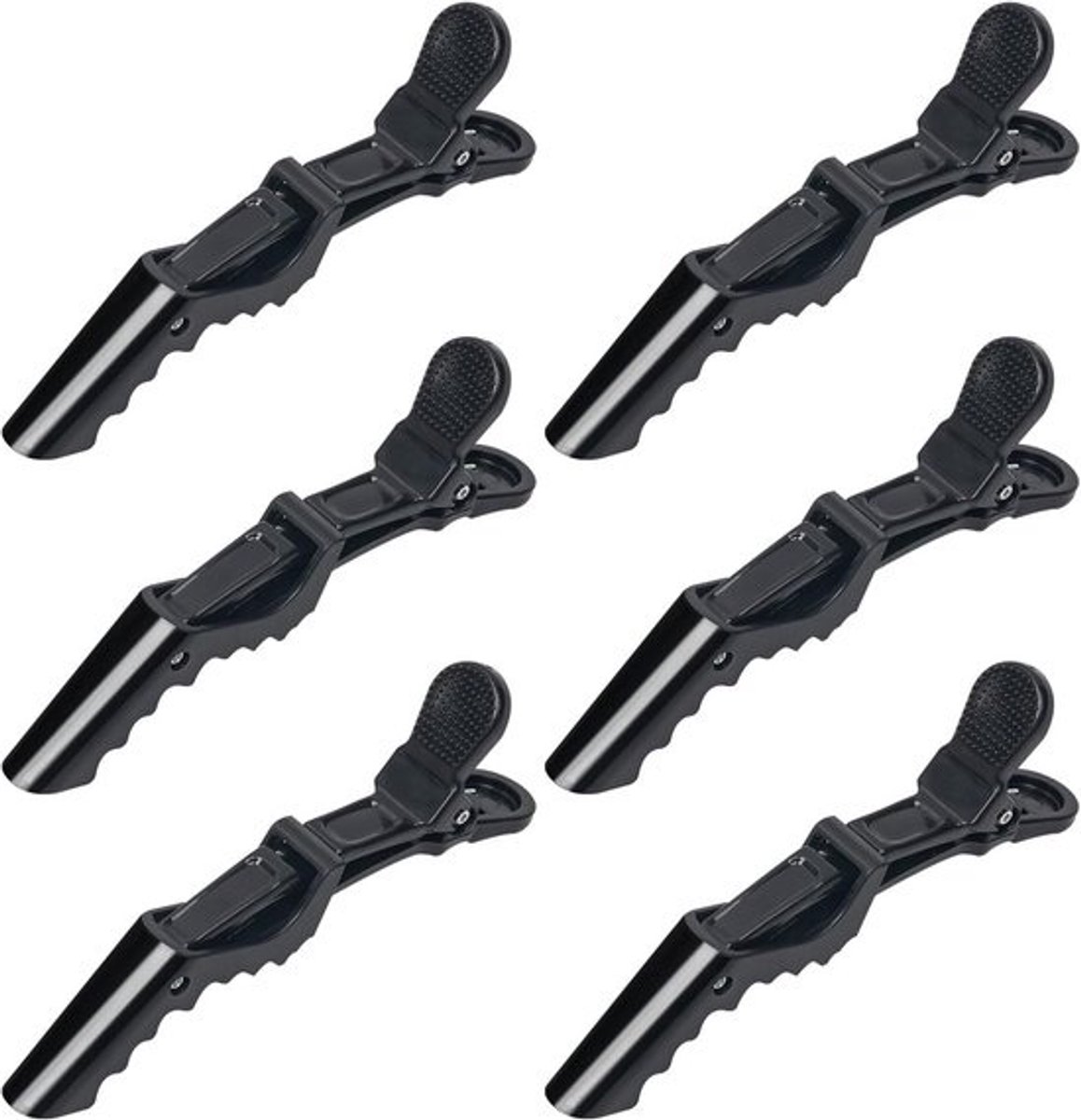 Haarklemmen Set - Kappersclips Alligator - Haar Stylen - Anti-slip Ontwerp - 6 Stuks - Zwart