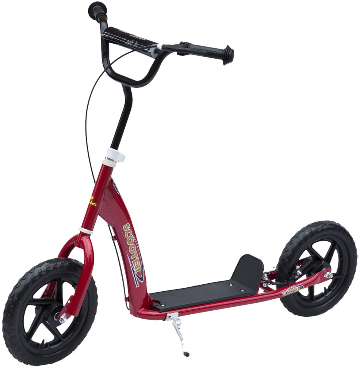ECTEATOY® Kinderstep met 12 inch EVA banden - verstelbaar stuur- achterrem en stalen frame - rood - voor 5-12 jaar