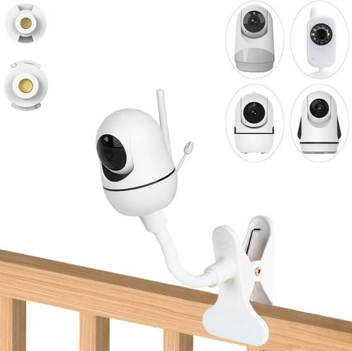 Babyfoon Houder - Camera Standaard - Baby Observeren - 360 Graden Flexibel - 25 cm Lengte - Wit