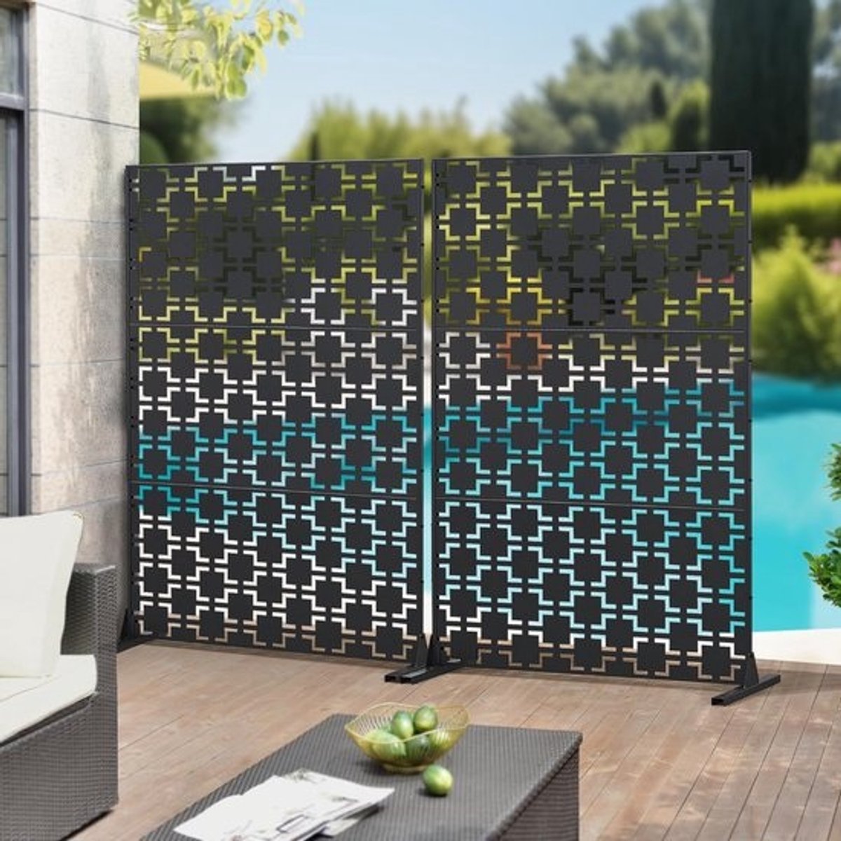 Stalen Scheidingswand voor Tuin en Balkon met Wind- en Zonwering