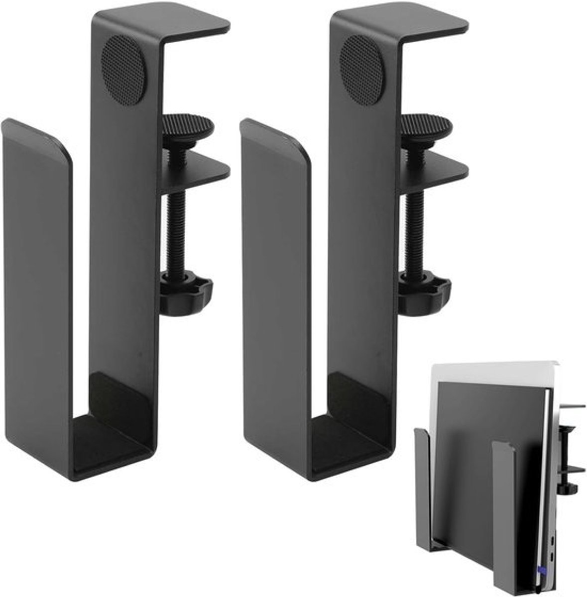 2x Laptop Houder Bureau Zijkant - Verstelbare Tafel Zijplank voor Laptop & Tablet - Ruimtebesparend & Klembevestiging