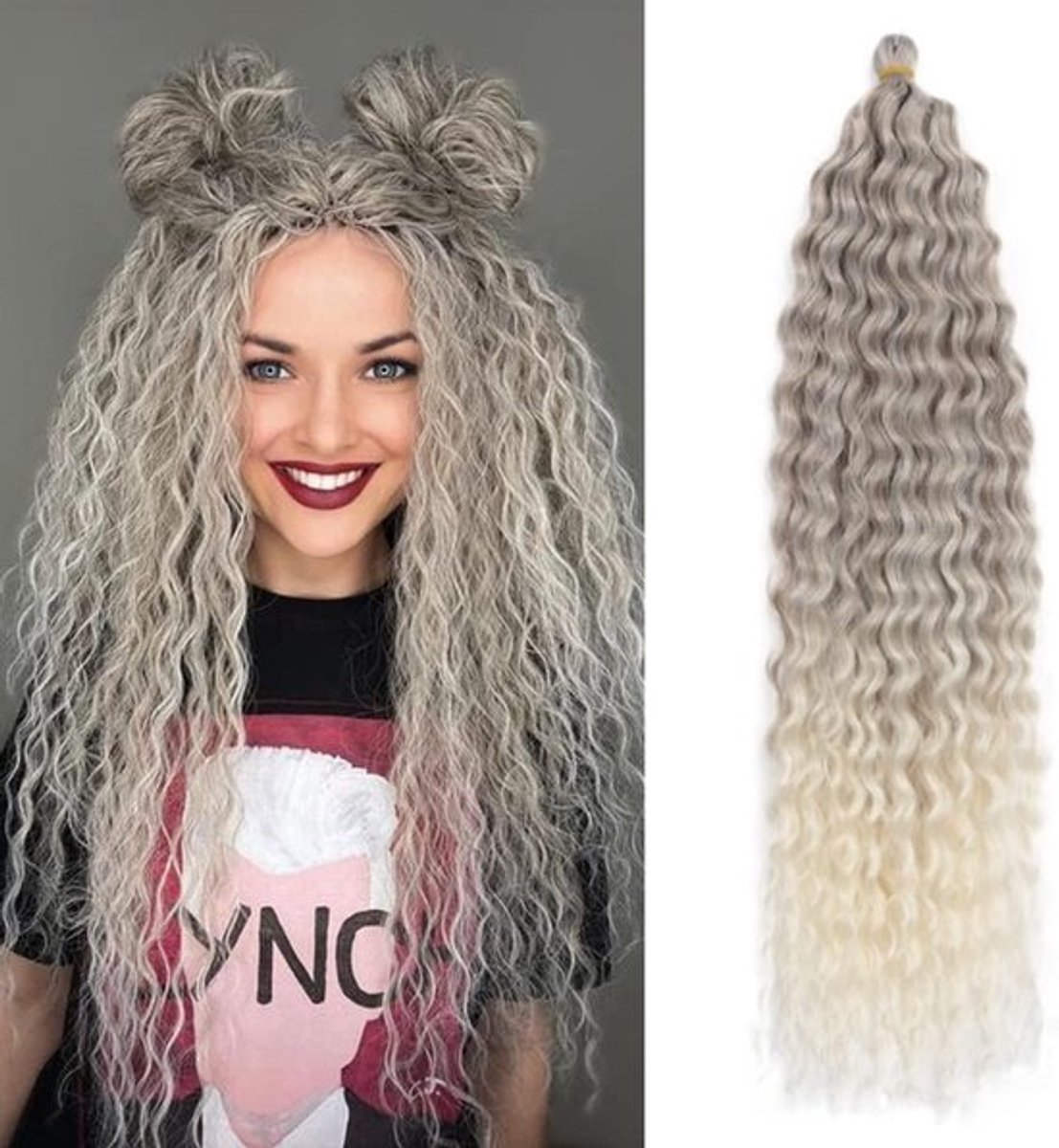 22 Inch Deep Twist Water Wave Krul Vlechthaar Synthetische Bundels Ombre Kinky Curl
