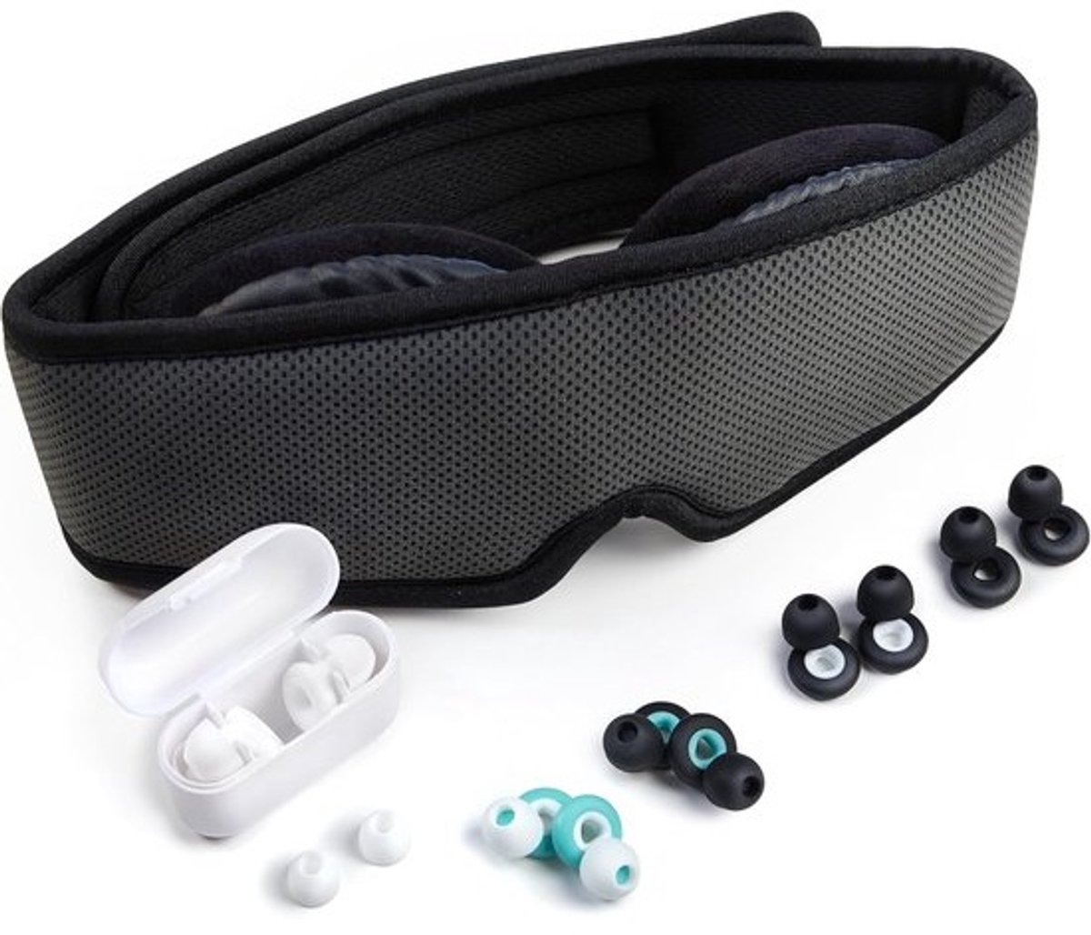 Slaapmasker met oordopjes - Oogmasker set - Rustig slapen - Volledige lichtblokkering - 90 g - Wit