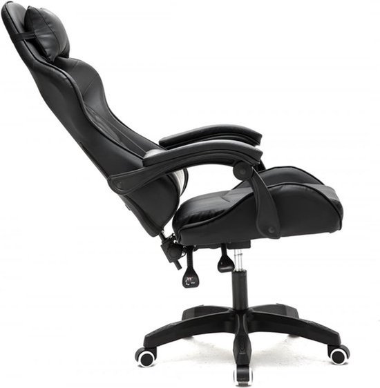 Ergonomische Gaming Stoel voor Tieners - Zwart Bureaustoel Race Design — afbeelding 2