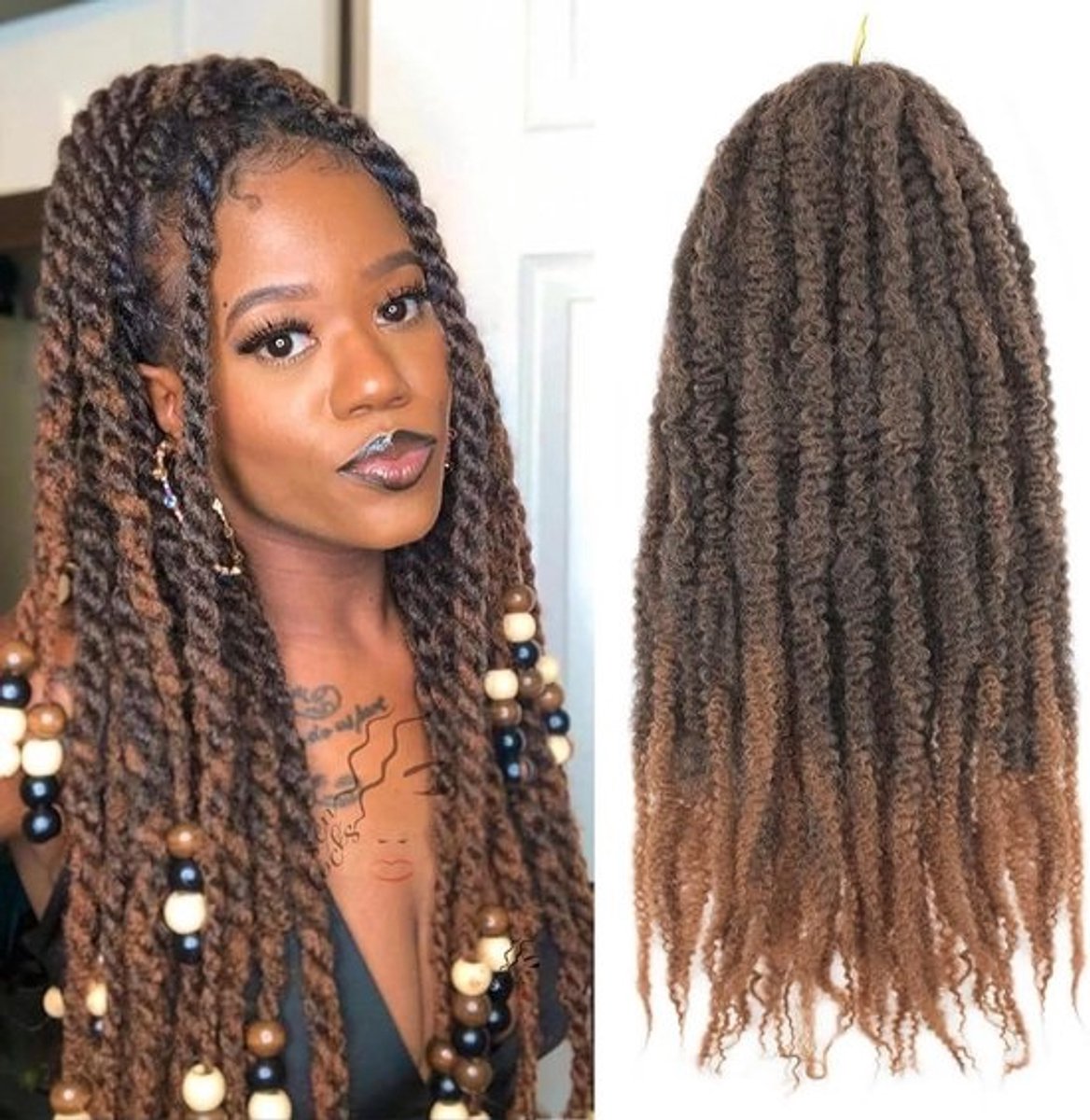 Kroes Krullend Twist Vlechten Haar voor Crochet Braids Synthetisch 18 Inch