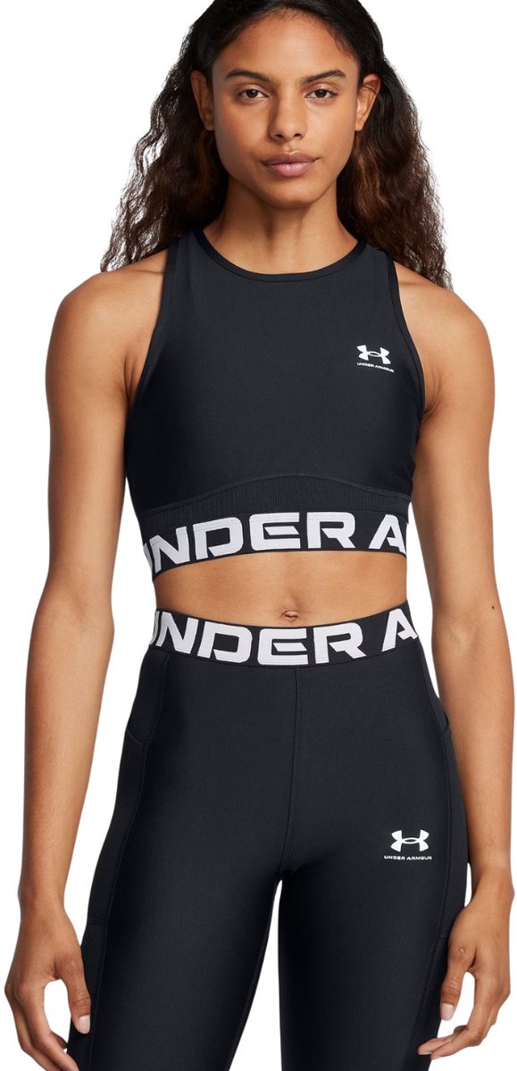 Under Armour T-shirt Dames Under Armour HeatGear Rib Tank Zwart - Maat 2XL