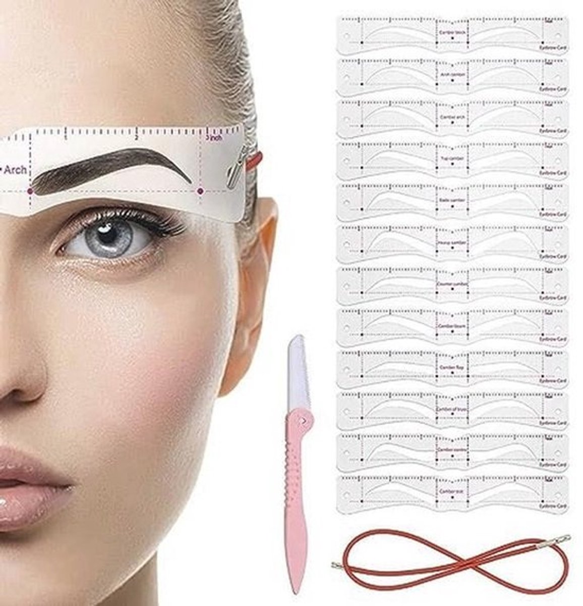 Wenkbrauwsjablonenset - 24 Delen, Herbruikbaar Make-up Gereedschap voor Vrouwen en Meisjes