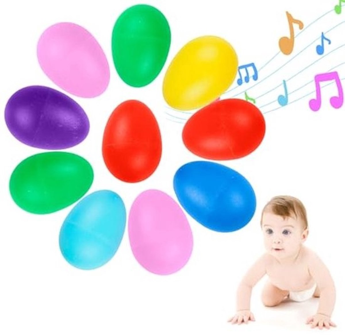 Set van 10 kleurrijke eieren maracas - Muziekinstrument eiershaker voor kinderen en peuters - Perfect voor muziekeducatie en speelplezier
