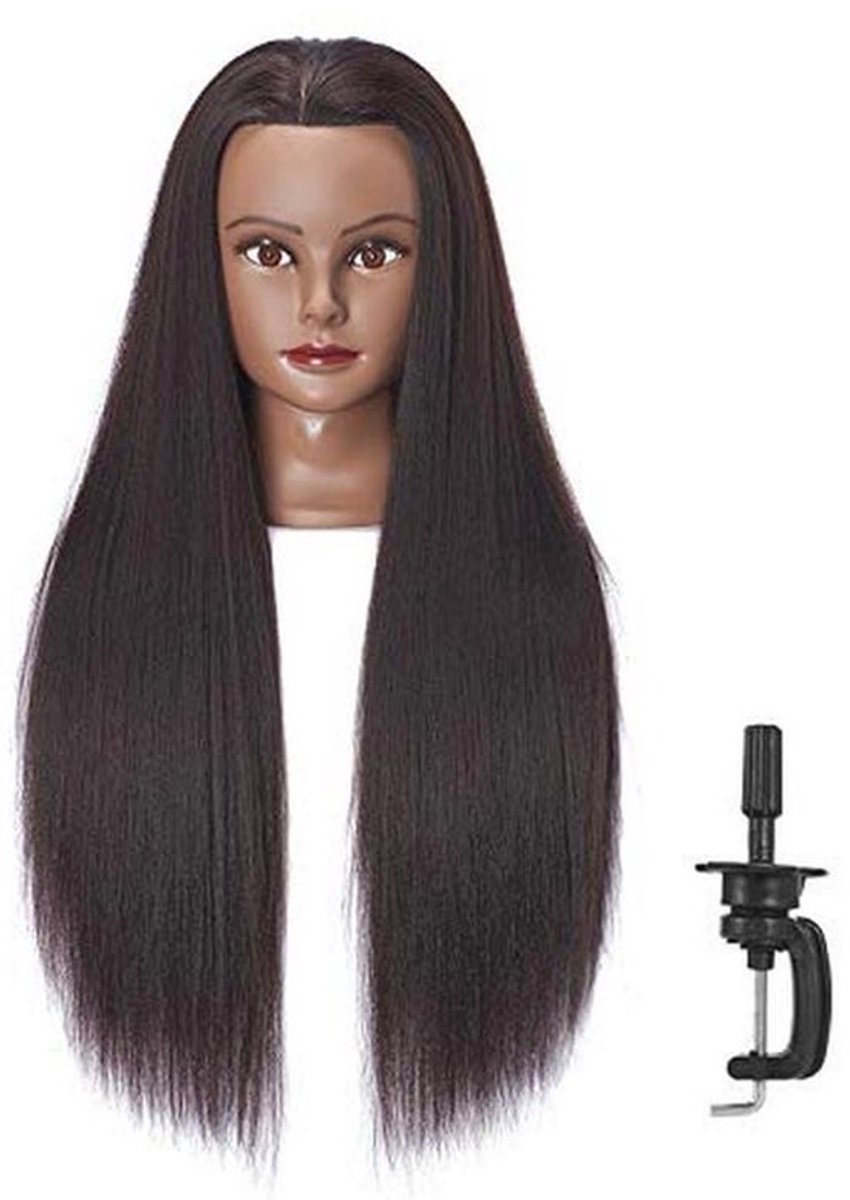 Mannequin Hoofd voor Haarstyling - Yaki Synthetisch Vezel Haar 26-28 Inch