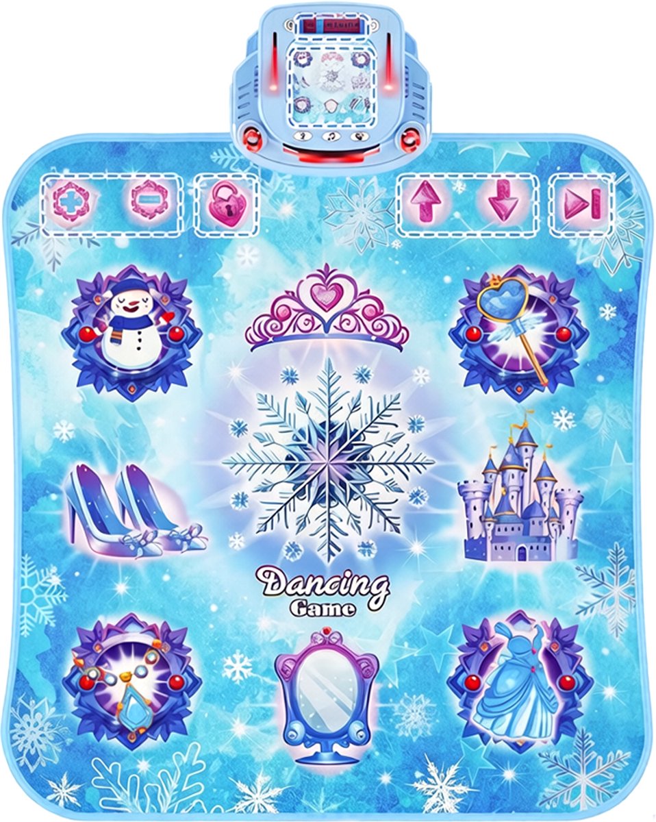 Kinderdansmat - Dansmat met LED en Bluetooth - Sneeuw- en ijsdansmat - Muziekdansmat - Interactieve muziekmat - Antislip - 9 niveaus - Geschikt voor meisjes van 3-12 jaar - Ontwikkelt ritme en coördinatie - Vroegtijdige educatie en ontwikkeling