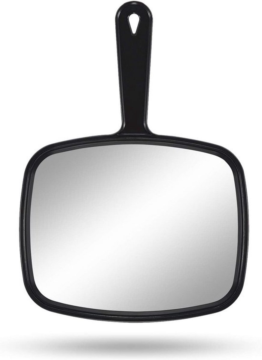 Handspiegel - Handheld Make-up Spiegel met Handvat voor Kappers - Vierkant Zwart 10.3"x7.4"