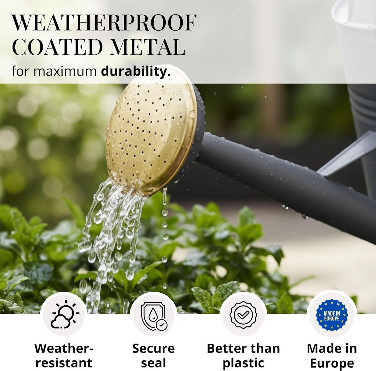 Gieter - Antraciet - 10 liter - Hoogwaardige Metalen Gieter met Afneembare Sproeikop - Voor Tuin en Balkon