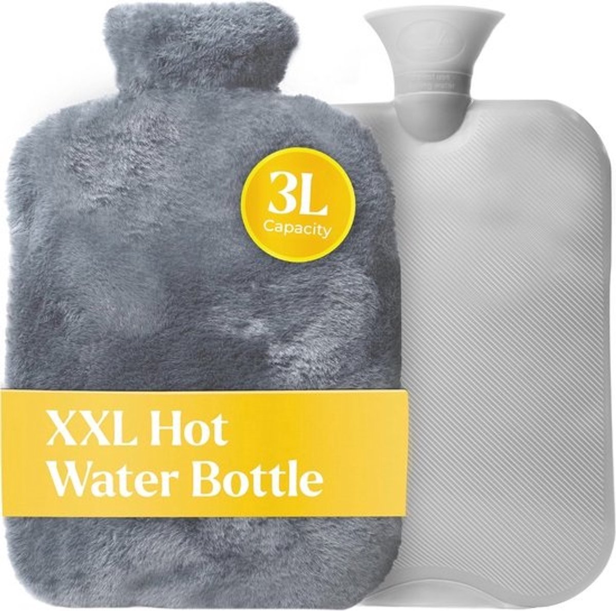 XXL Warmwaterkruik met Premium Nepbont Cover - Blauw