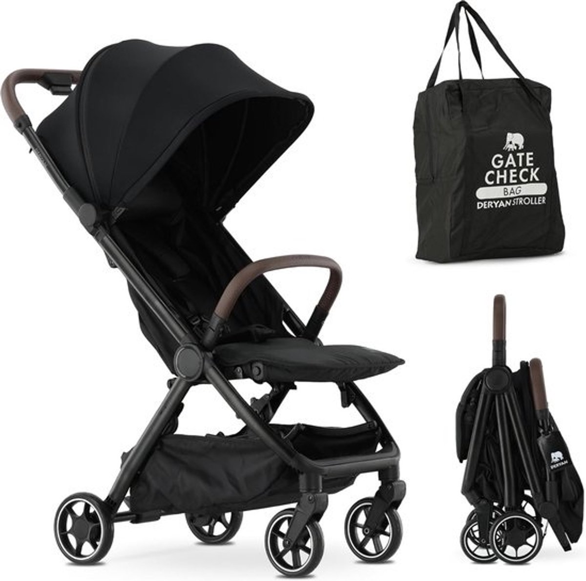 Air Travel Pushchair - Lichtgewicht en Compact - Handbagage Grootte - inklapbaar met één hand - Reclinerende Functie - Zwart