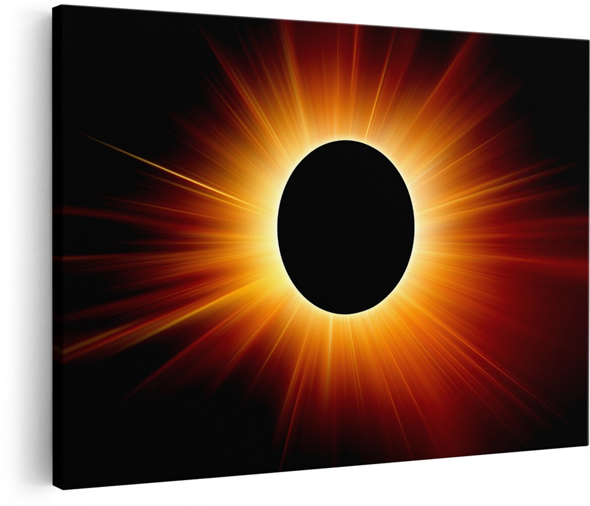 Artaza Canvas Schilderij Zonneverduistering - 150x100 cm - Groot - Foto Op Canvas - Wanddecoratie Woonkamer