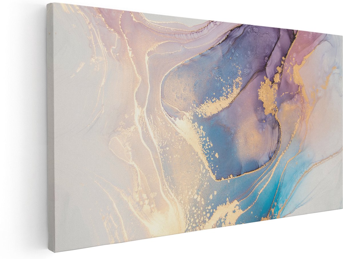 Artaza Canvas Schilderij Abstracte Kunst van Marmer - 140x70 cm - Groot - Wanddecoratie Woonkamer - Schilderijen - Muurdecoratie