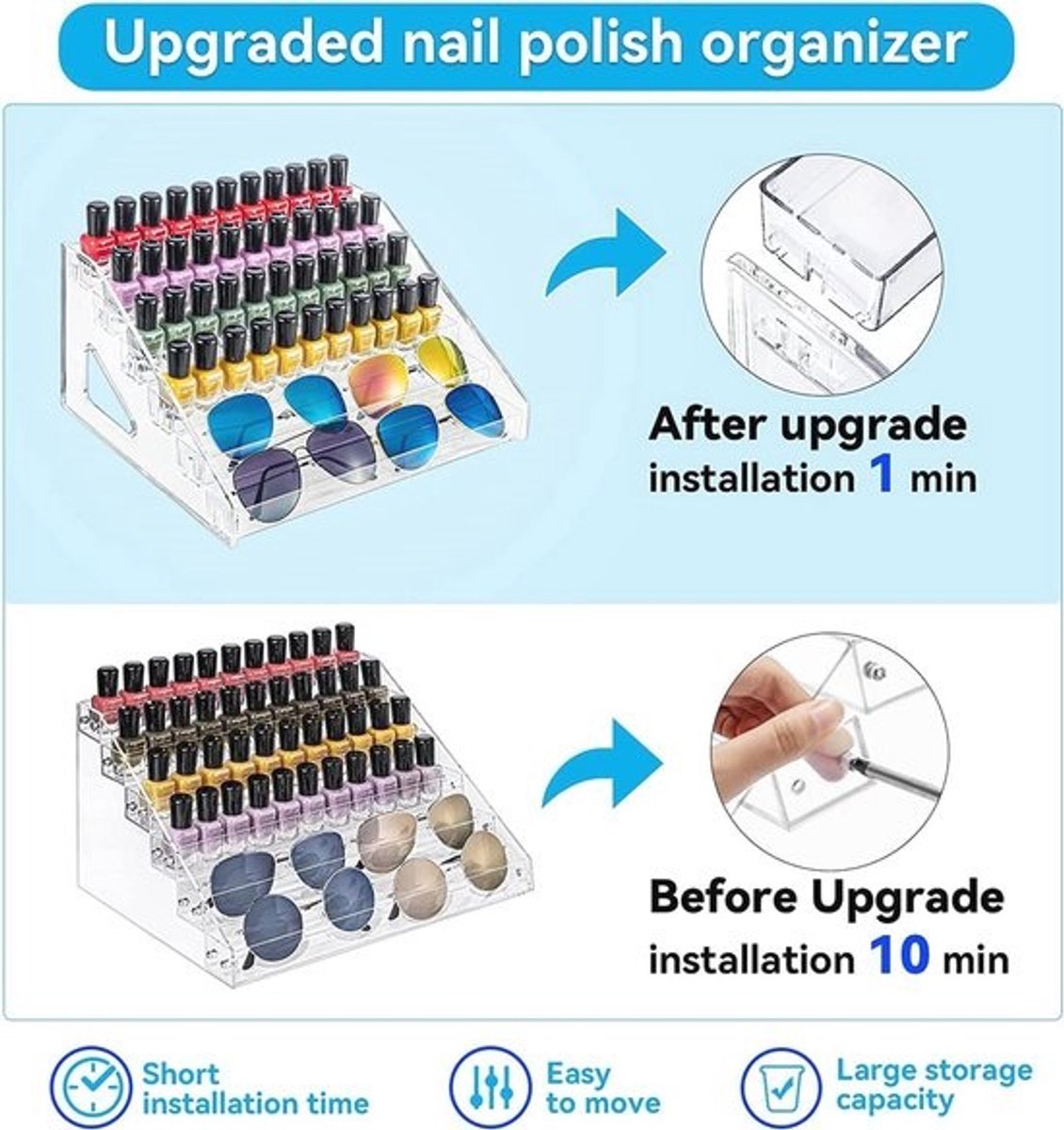 Nagellak Organizer voor 72 Flessen - Transparante 6 Lagen Display Rack