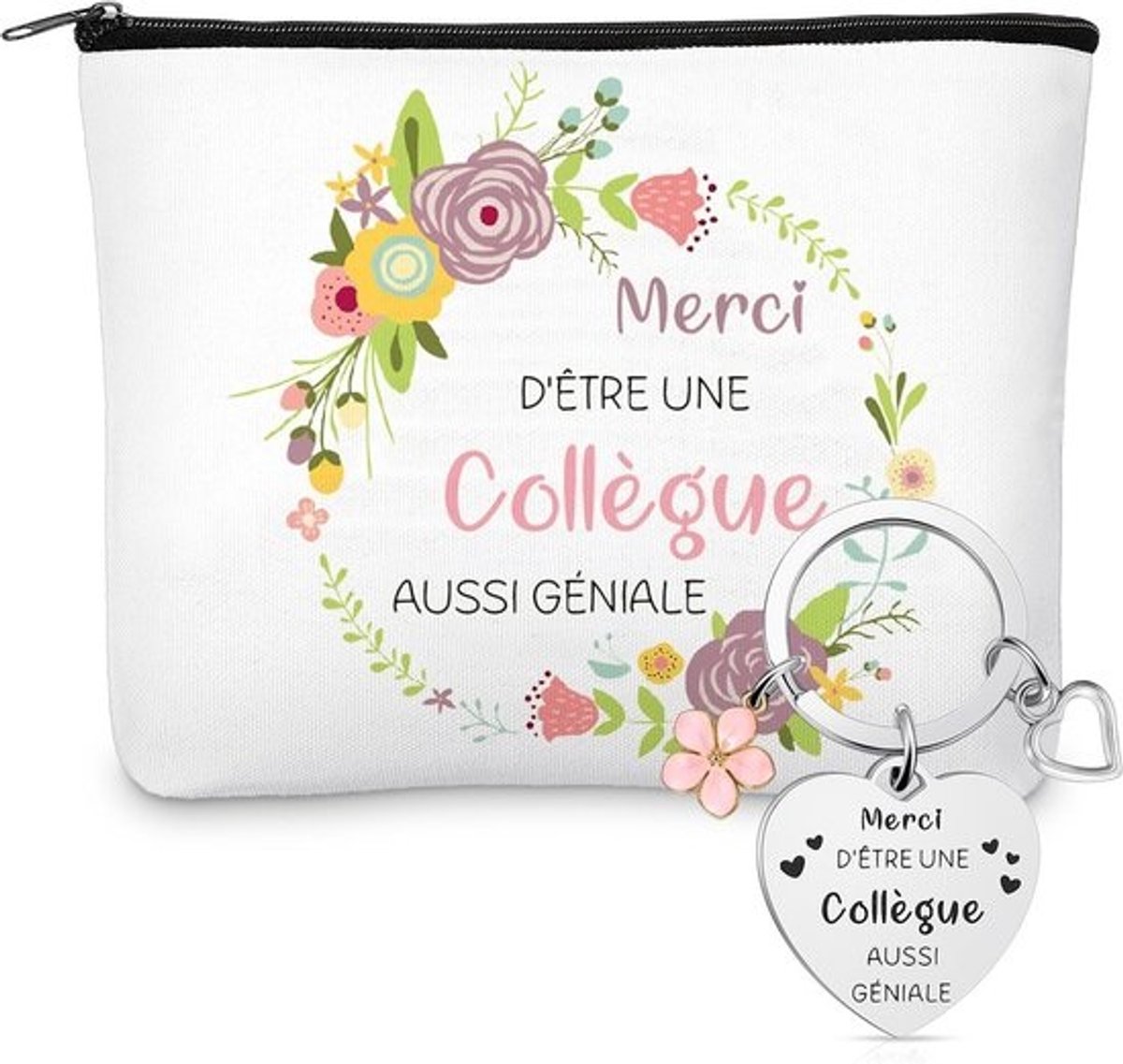 Afscheidscadeau en Bedankje voor Collega: Make-uptas en Sleutelhanger Set