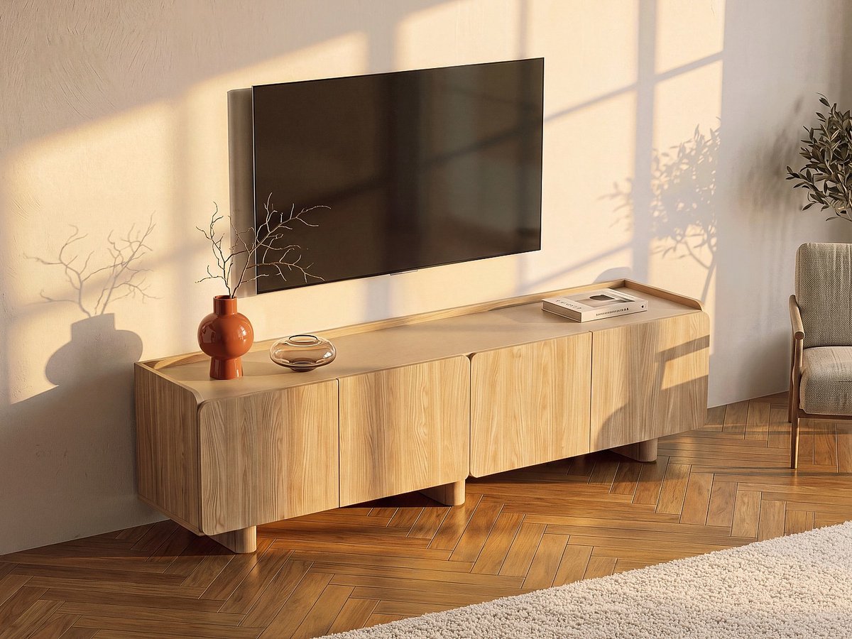 Vente-unique Tv-meubel met 4 deuren - Natuurlijk licht en Beige NOZYLO
