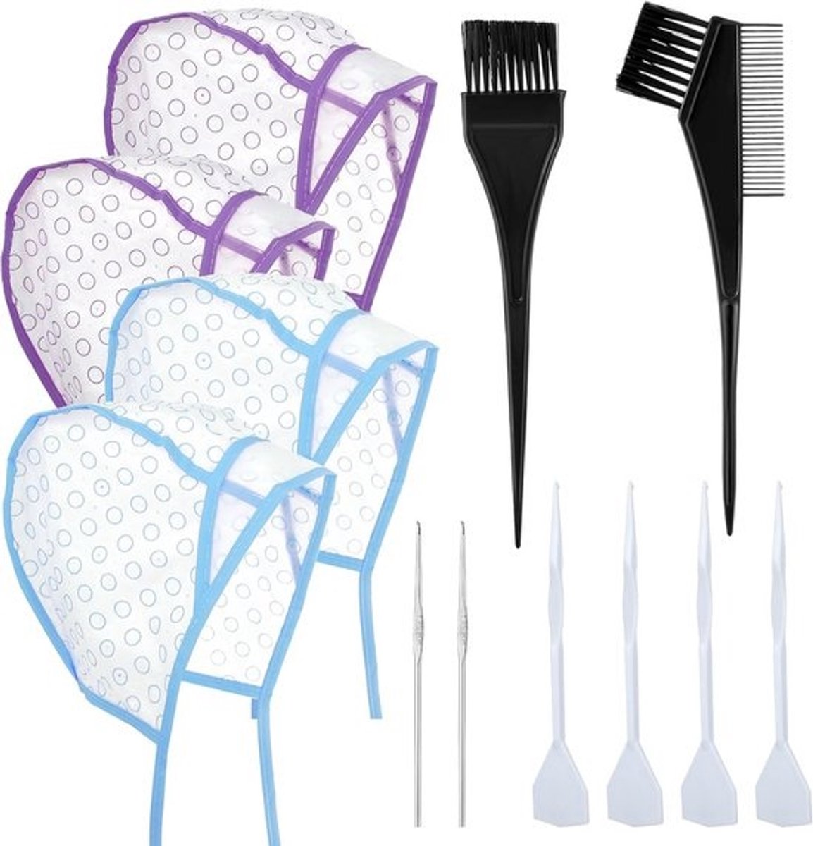 12 Stuks Haarverf Highlights Cap Set met Accessoires voor Knippen en Verven