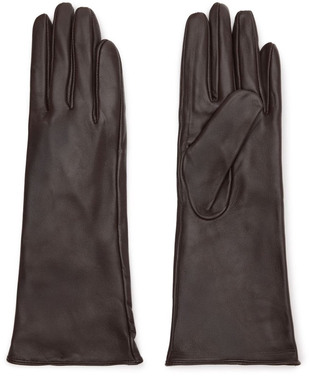 Manfield - Dames - Donkerbruine leren handschoenen - Maat S
