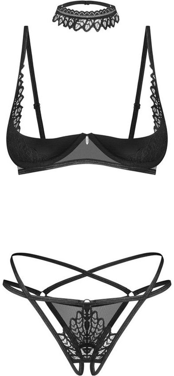 Verleidelijke Lingerieset voor Dames: Beha, Slip en Satijnen Blinddoek